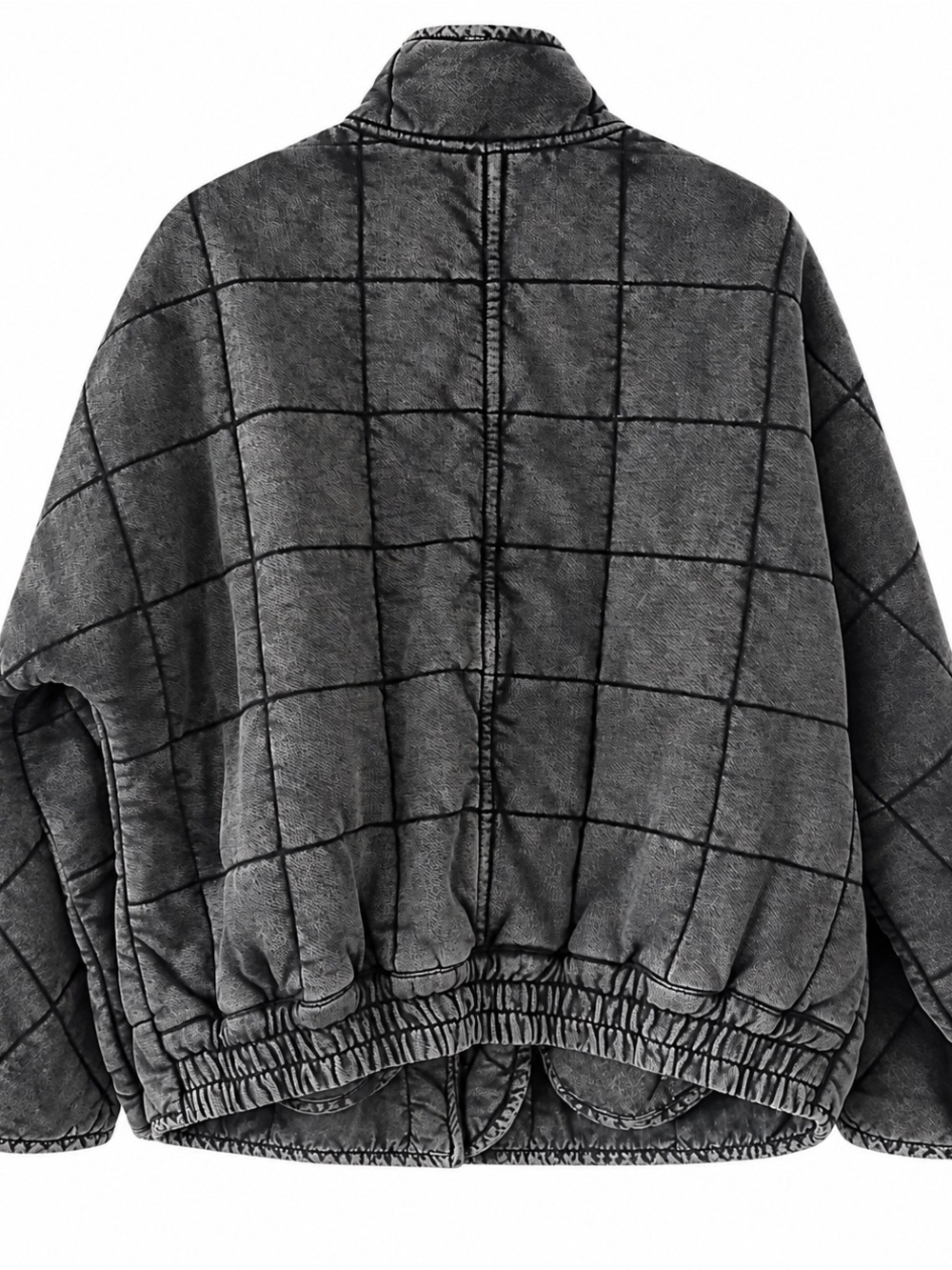 Free People Oversized Washed Charcoal Quilted Jacket | Size S - Picture 4 of 14